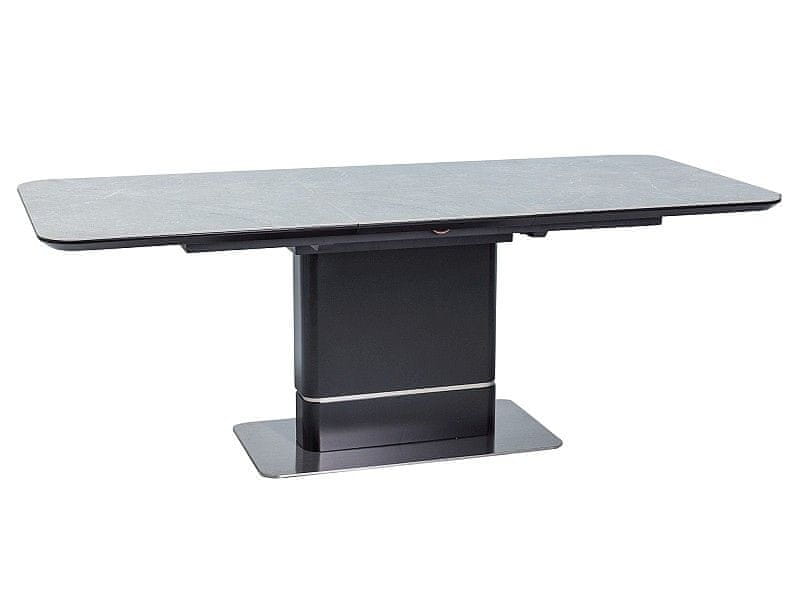 Veneti Rozkladací jedálenský stôl OSBORN - šedý mramor / matný čierny